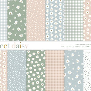 Carta digitale Daisy, motivo floreale Daisy senza soluzione di continuità, sfondi, carta digitale stampabile, carta digitale per uso commerciale