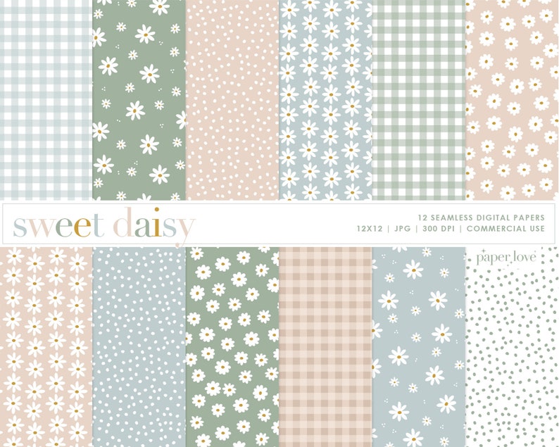 Daisy Digital Paper Daisy Floral Seamless Repeat Pattern - Etsy