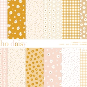 Carta digitale Daisy, motivo floreale Daisy senza soluzione di continuità, sfondi, fiori delicati, carta digitale stampabile, carta digitale per uso commerciale