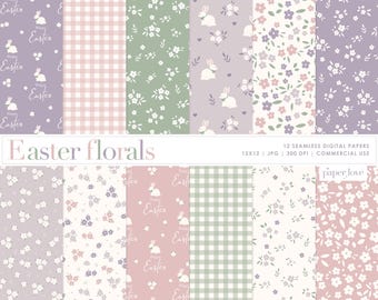 12 Easter Seamless Digital Papers, Spring Easter Bunny Background, Spring Easter Scrapbook Paper, Easter Digital Paper, Commercial Use Paper