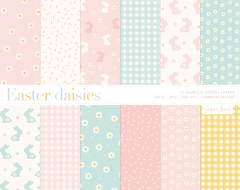 12 Easter Seamless Digital Papers, Easter Scrapbook Paper, Bunny Backgrounds, Easter Patterns Digital Paper, Commercial Use Digital Paper