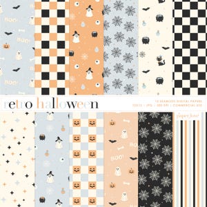 Cute Spooky Halloween Pumpkin Seamless Pattern | Cozy Autumn Digital Paper | Scrapbooking & Craft Printable | Instant Download Fall Decor