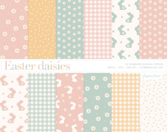 12 Easter Seamless Digital Papers, Spring Easter Scrapbook Paper, Bunny Backgrounds, Easter Patterns Paper, Commercial Use Digital Paper