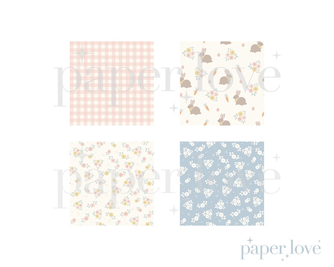 Easter Seamless Digital Paper, Spring Floral Easter Bunny Scrapbooking ...