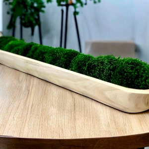 Handmade Paulownia Wood Bowl Preserved Moss Eco-friendly Sustainable Decor Biophilic Design Modern Rustic Home Accent Wedding Centerpiece Coffee Table Decoration Gift New HomeownersMoss bowl centerpiece for table