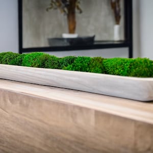 Konservierte Moos Herzstück Paulownia Holzschale Umweltfreundliche Tischdekoration 40 Zoll Natürlicher Rustikaler Hauptakzent Nachhaltiges handgemachtes Holzdekor