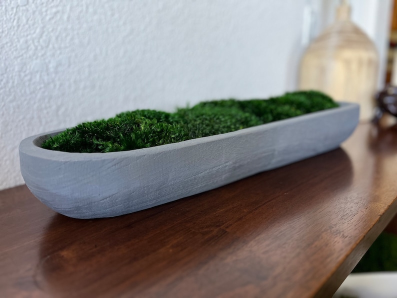 Sustainable Home Decor Paulownia Wood Bowl Preserved Moss Eco-friendly Rustic Handmade Decoration Biophilic Design Wedding Centerpiece Office Decor Home Staging Low Maintenance Greenery