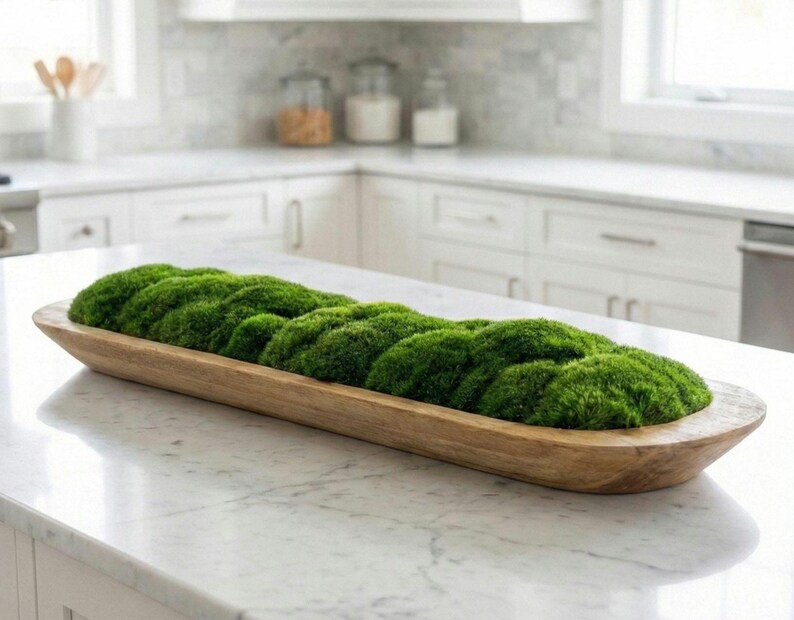 Extra-Large 40 inch Handmade Wood Bowl with Preserved Moss – Rustic, Low-Maintenance Table Accent image 5