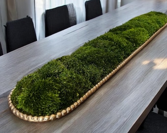 Konservierte Moos Herzstück Moderne Tischdekoration Natürliche Haus Metalltablett Display Hochzeitsveranstaltung Umweltfreundlich Botanisches Geschenk Indoor Green Decor