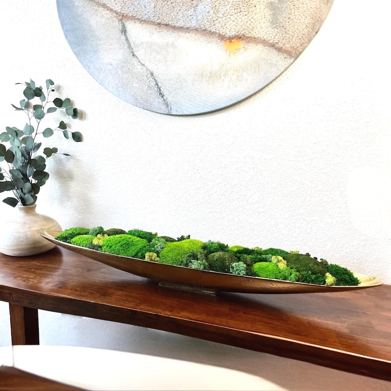 Rustic Centerpiece Elegant Table Decor Nature Themed Gift Year Round Decoration Statement Piece Preserved Plant Arrangement Moss Varieties No Water Plants Artificial Greenery