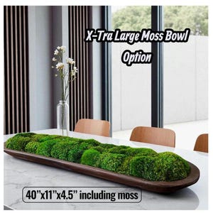 Extra-Large 40 inch Handmade Wood Bowl with Preserved Moss – Rustic, Low-Maintenance Table Accent image 2