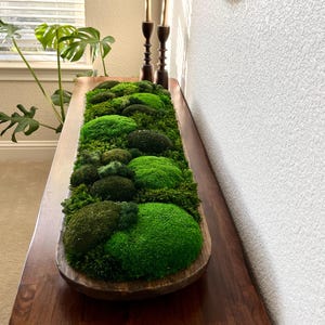 Extra-Large 40 inch Handmade Wood Bowl with Preserved Moss – Rustic, Low-Maintenance Table Accent image 3