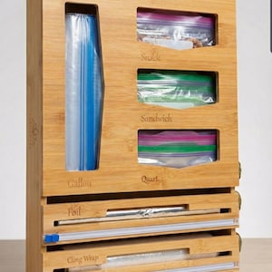 Organizzatore da cucina in bambù, soluzione per la conservazione degli alimenti, contenitore ecologico, sistema di montaggio a parete, stazione di preparazione dei pasti salvaspazio, cassetto sostenibile