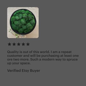 May include: A circular black frame containing a dense arrangement of vibrant green preserved moss. The moss has a textured, clumping appearance and fills the entire interior of the round container, creating a solid, uniform surface of deep green.