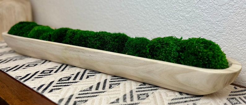 Preserved Moss Paulownia Bowl Sustainable Home Accent Eco-friendly Decor Biophilic Design Rustic Handmade Decoration Wedding Centerpiece Office Decor Home Staging Coffee Table Low Maintenance