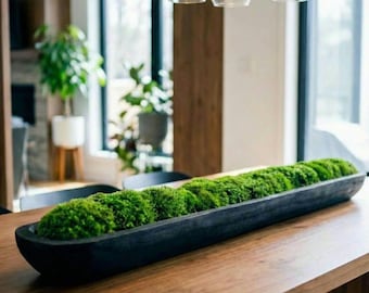 Long Moss bowl centerpiece for dining table dough bowl for house warming gift nature table top decor modern farmhouse spring decor for home