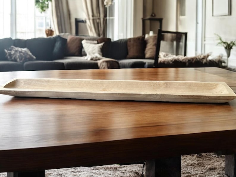 Rustic Farmhouse Bowl Wooden Table Centerpiece Country Style Decoration Kitchen Dining Accent Handcrafted Wood Design Versatile Serving Tray Holiday Display Container Traditional Home Accessory Wedding Gift Idea Housewarming Present Natural