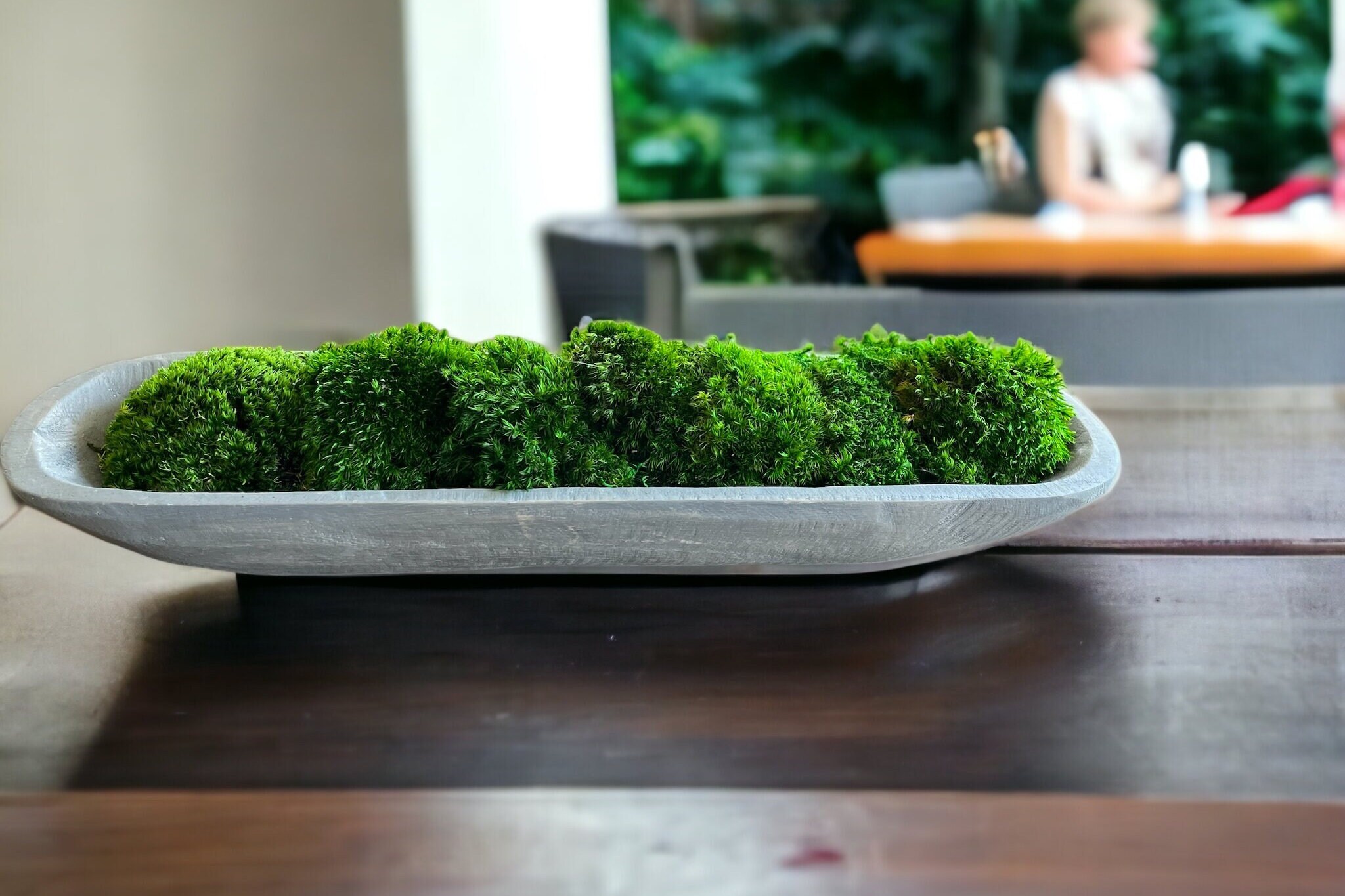 Moss Centerpiece Preserved Moss Bowl Centerpiece for Dining Table Wood