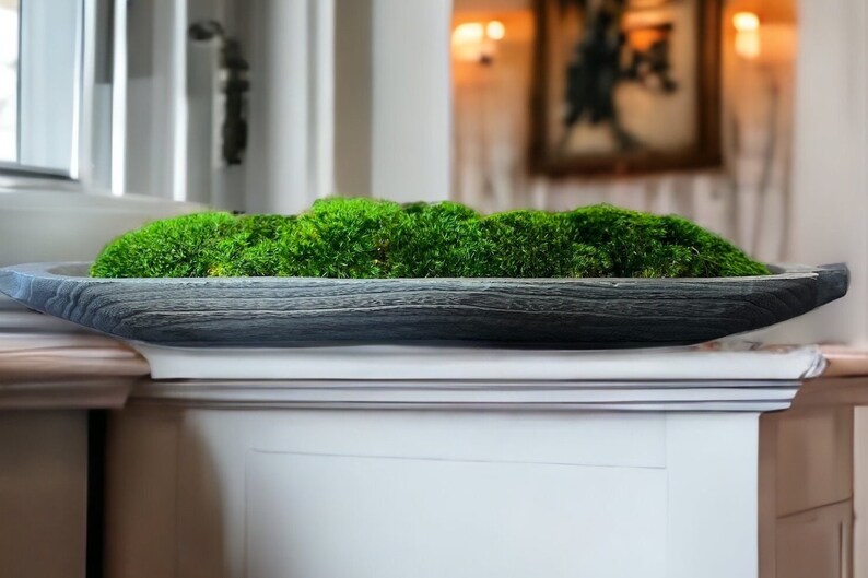 Moss Centerpiece for Dining Table Trough With Moss Dough Bowl Etsy