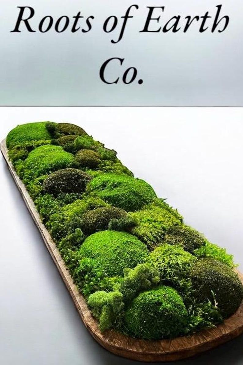 Preserved Moss Dough Bowl Centerpiece Woodland Wedding Decor Maintenance Free Greenery Oversized Centerpiece Statement Piece Decor Rustic Wedding Centerpiece Large Scale Decor Indoor Nature Decor Moss Table Runner