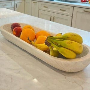 Wooden Dough Bowl Rustic Centerpiece Farmhouse Style Natural Decor Moss Decoration Country Home Accent Piece Handcarved Wood Kitchen