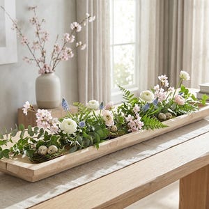 Farmhouse Wedding Gift Wooden Dough Bowl Rustic Centerpiece Table Decoration Handcrafted Wood Design Housewarming Present Kitchen Accessory Versatile Serving Tray Holiday Display Country Style Accent Traditional Home Decoration Natural