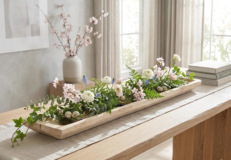 Farmhouse Wedding Gift Wooden Dough Bowl Rustic Centerpiece Table Decoration Handcrafted Wood Design Housewarming Present Kitchen Accessory Versatile Serving Tray Holiday Display Country Style Accent Traditional Home Decoration Natural