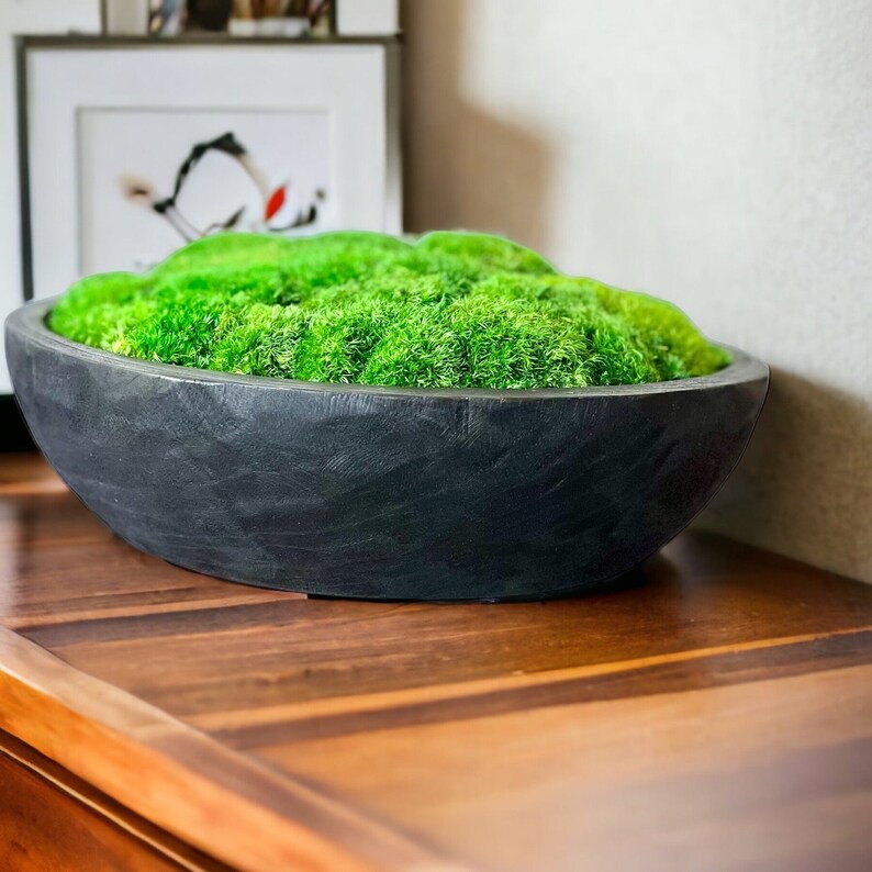 Large Moss Centerpiece for Table Moss Bowl Arrangement for Etsy
