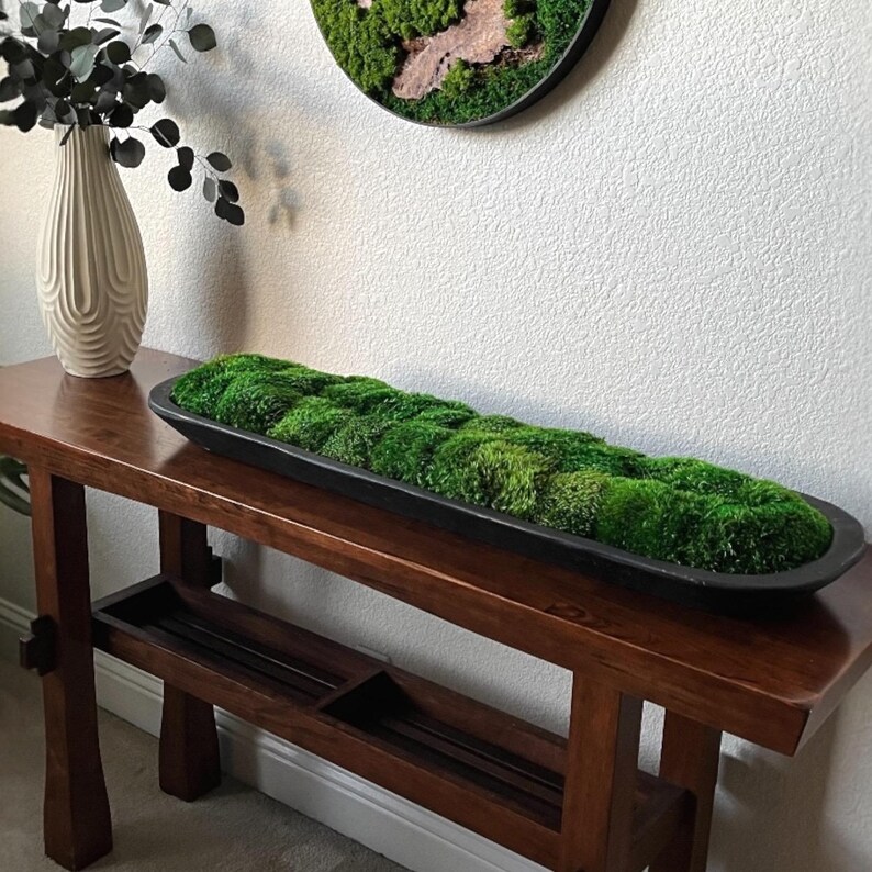Moss Decor Preserved Moss Dough Bowl Centerpiece Extra Large Dough Bowl Large Centerpiece Natural Centerpiece Rustic Table Centerpiece Farmhouse Decor Moss Table Runner All-Season Centerpiece Low Maintenance Centerpiece