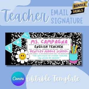 Composition Notebook Inspired Teacher Email Signature Edit Template