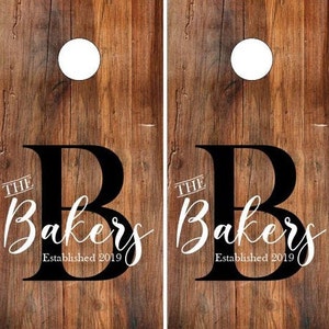 Wedding Gift Custom Family Name Wood Grain Backyard Boards™ Cornhole Board Set- FREE BALLZ tool and FREE Shipping!