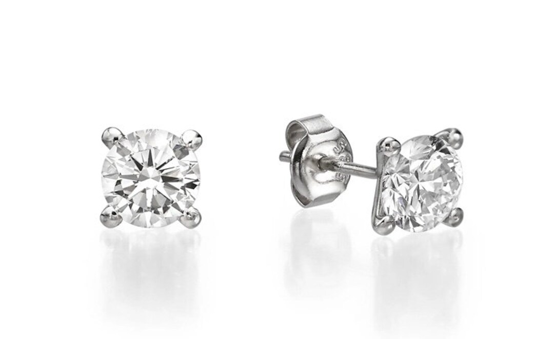 Lab Diamond Stud Earrings 14kt Gold Lab Created Diamond Etsy