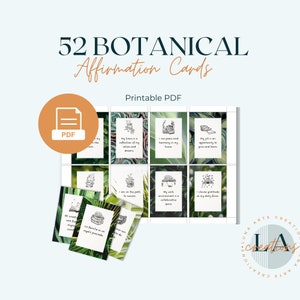 52 Cartas Imprimibles con Citas Inspiradoras y Arte Gráfico Botánico para crear un Ambiente Positivo, Minimalista. Impresión Digital.