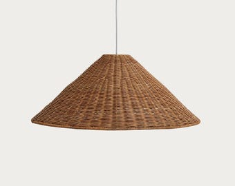 Cone pendant shade in rattan