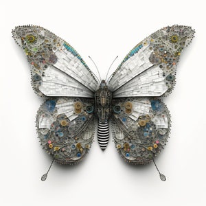 5 x Digital Butterflies made from computer components, digital prints, printable, Digital file