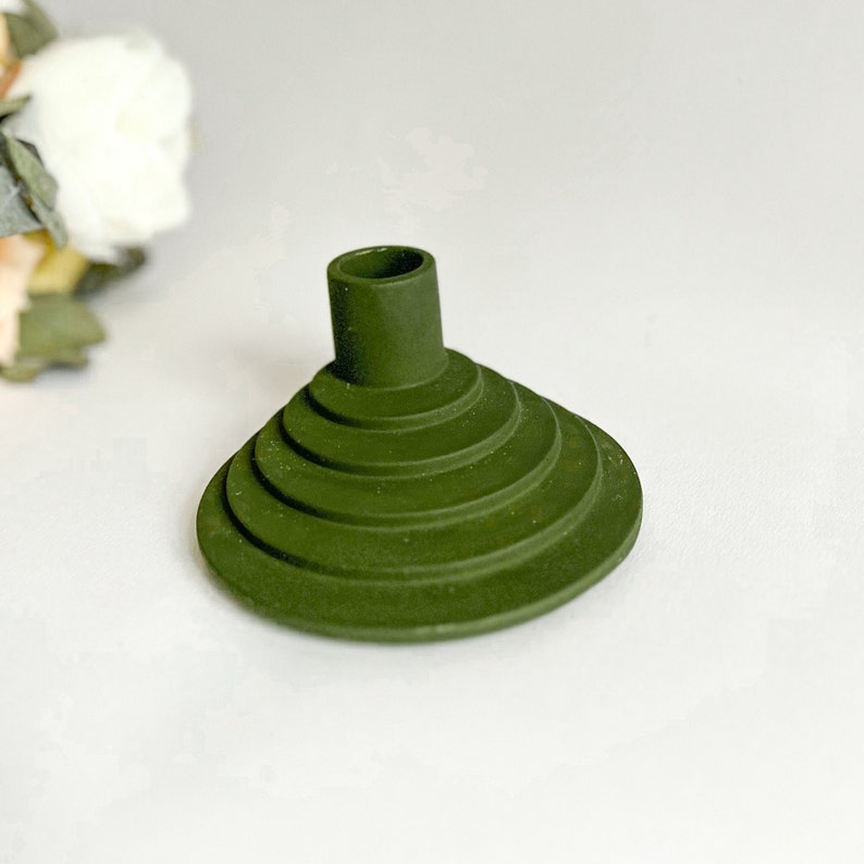 Forest Green Candlestick Holder / Candle Holder / Jesmonite Home Decor