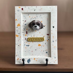 Hand-Sculpted Pet Portrait Terrazzo Frame Decoration |Custom Pet Figures |Perfect Birthday Gift for Pet Owners |Pet Memorial | Pet Sculpture