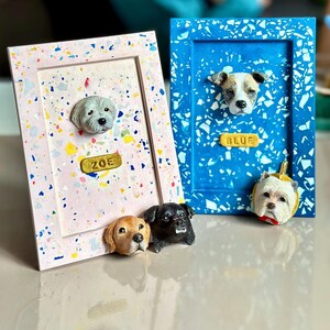 Custom Pet Portrait Frame Personalised Pet Figure Sculpture from your Photo Terrazzo Frame Decor Pet Loss Keepsake for Pet Owners under 100
