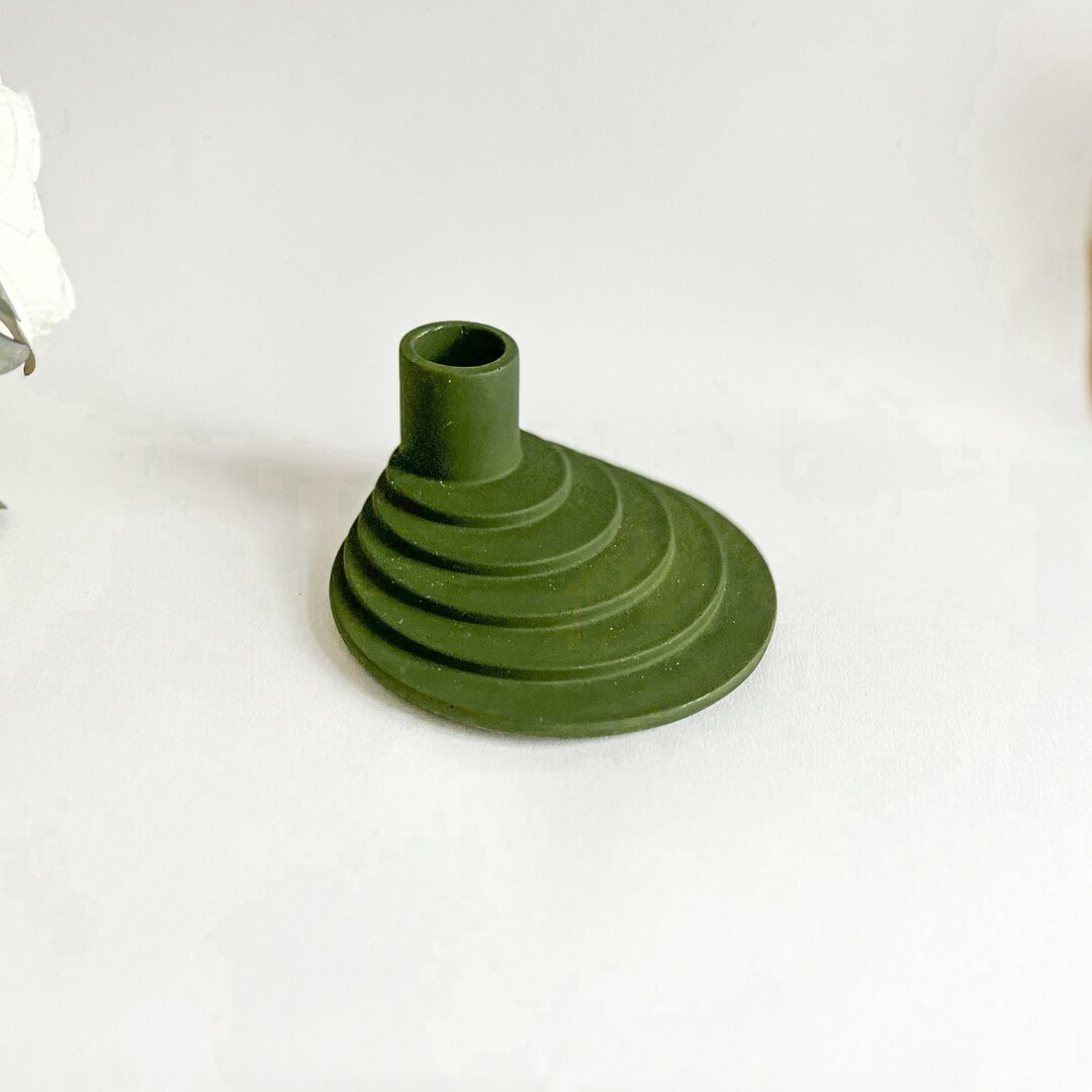 Forest Green Candlestick Holder / Candle Holder / Jesmonite Home Decor