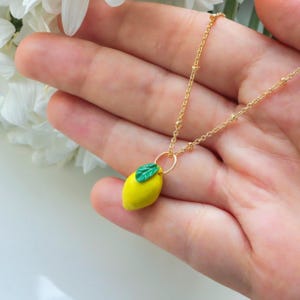 Handmade Lemon Charm Necklace: Polymer Clay Fruit Pendant