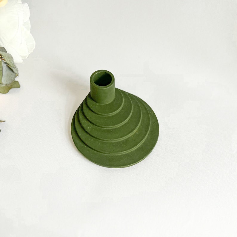 Forest Green Candlestick Holder / Candle Holder / Jesmonite Home Decor