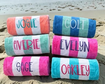 Personalized or Monogrammed Beach Towels  - Any Thread Color