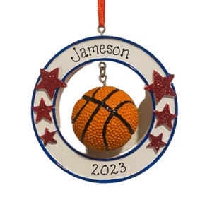 Personalized Basketball Ornament for Girl or Boy with Dangling Basketball Ornament Custom Personalized Christmas Ornament Gift