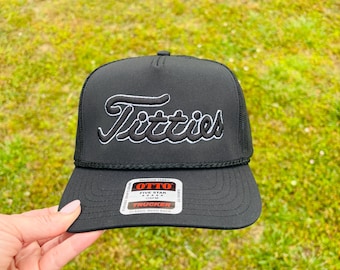 Titties Puff Embroidered Trucker Hat with Rope