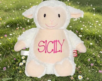 Cubbies Personalized Lamb Stuffed Animal with Removable Cover Custom Embroidered Sheep Name on Belly