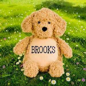 Cubbies Personalized Labradoodle Puppy Stuffed Animal with Removable Cover Custom Embroidered Name on Belly