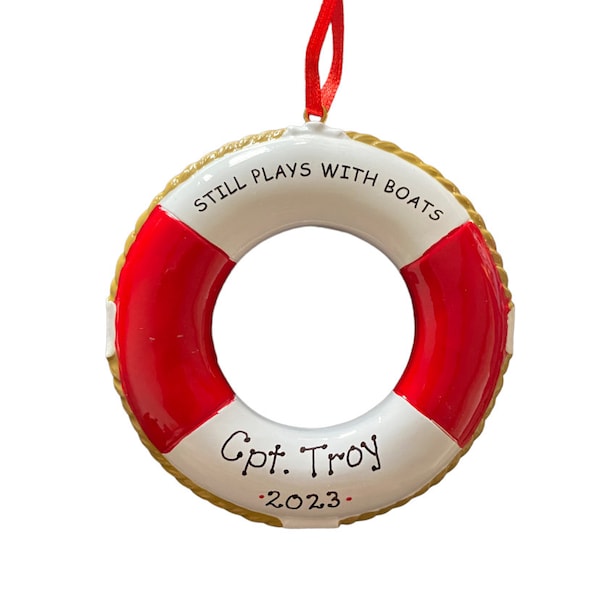 Personalized Still Plays with Boats Ornament Custom Personalized Christmas Ornament Gift Life Ring Ornament