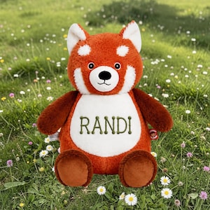 Cubbies Personalized Red Panda Stuffed Animal with Removable Cover Custom Embroidered Name on Belly