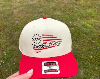 We the People 1776 Flag Patriot Embroidered Ball Cap Choose Your Bill – Adjustable Snap Back