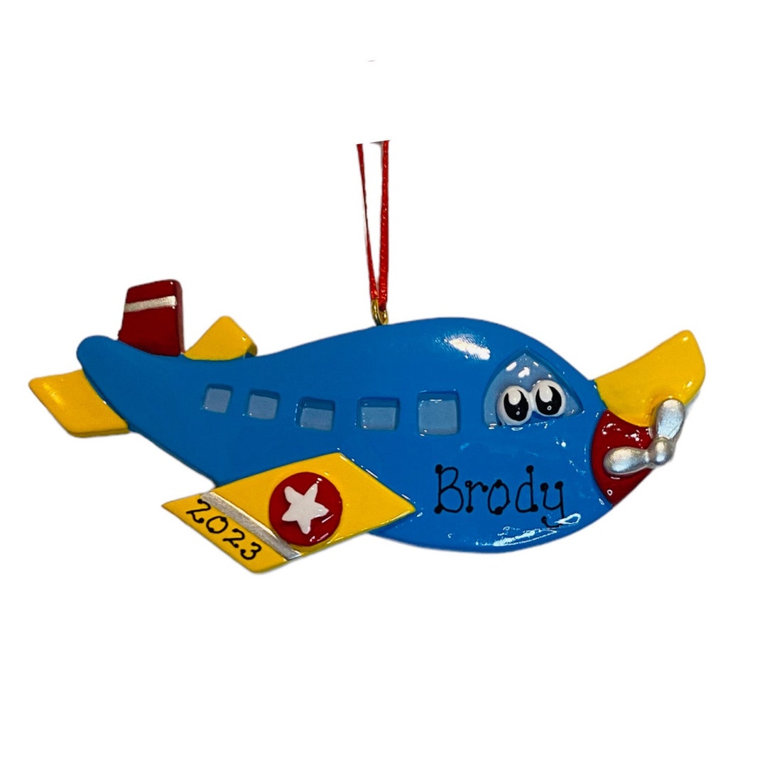 Personalized Blue Airplane Ornament Vacation Ornament Custom Etsy